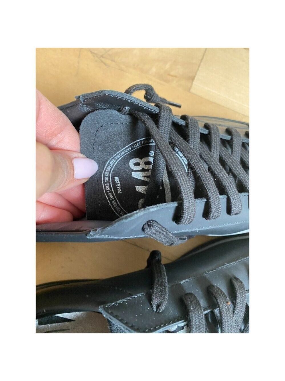 P448 "jack" all black sneakers mens Missized* 41 & 42 leather - Picture 6 of 10